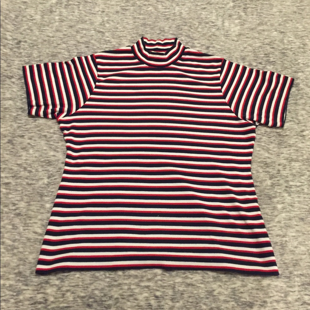 Striped turtle neck T-shirt
